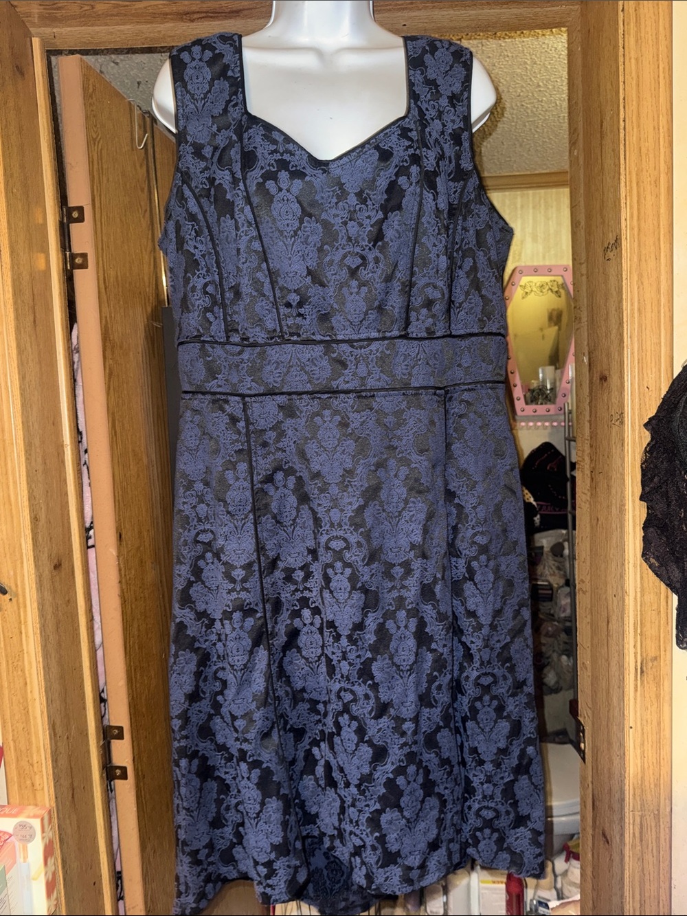 Royal Bones Blue on Black Dress with Beautiful Pattern!! (Like New)